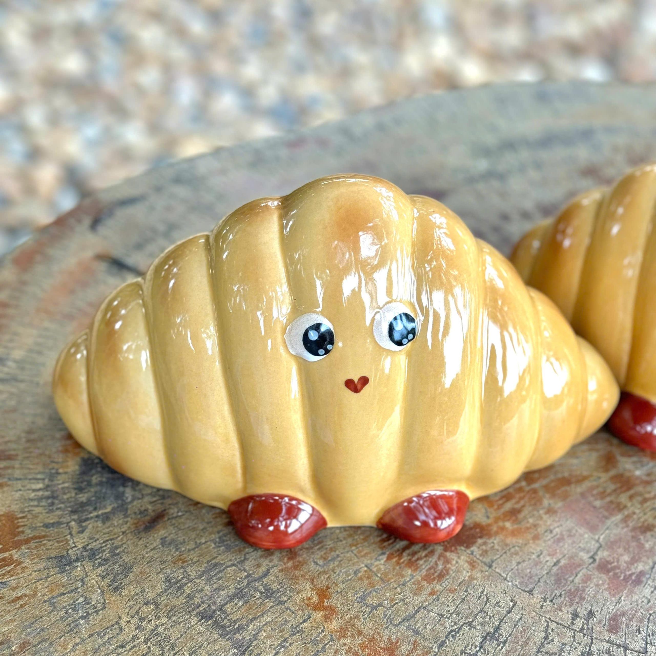 Lợn đất heo đất ống heo tiết kiệm decor gốm sứ - Bánh sừng bò - Bát Tràng - Ảnh 4