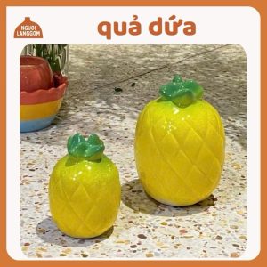 Lợn dất heo đất ống heo tiết kiệm decor - Dứa - Bát Tràng