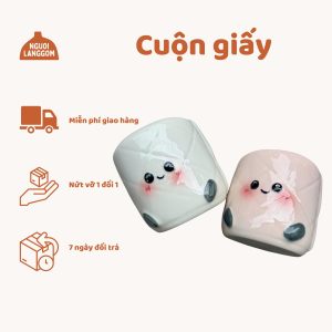 Lợn đất heo đất ống heo tiết kiệm decor - Cuộn giấy vệ sinh - Bát Tràng