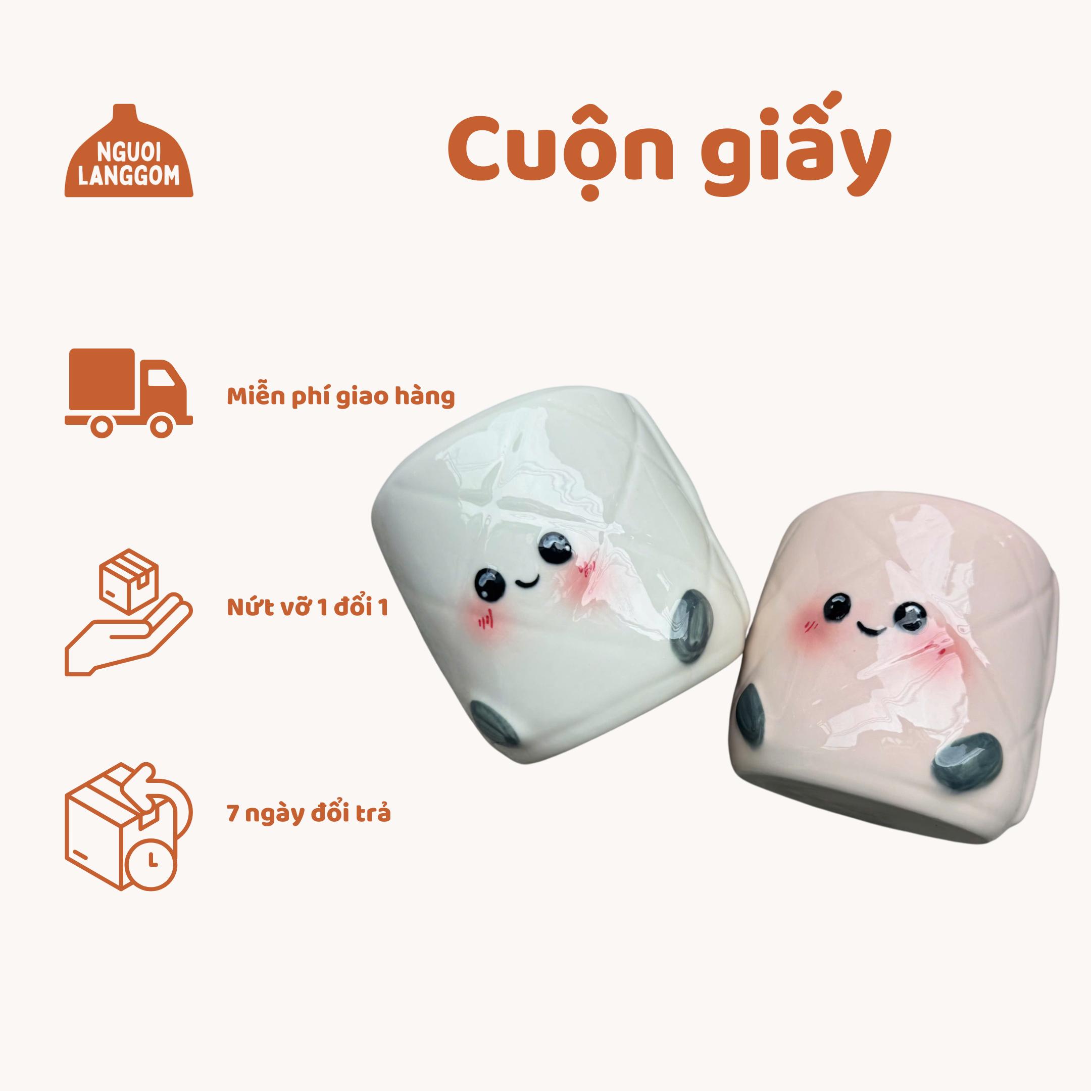 Lợn đất heo đất ống heo tiết kiệm decor - Cuộn giấy vệ sinh - Bát Tràng