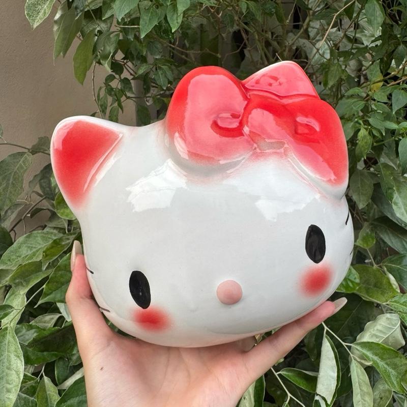 Lợn đất heo đất ống tiết kiệm decor gốm sứ - Hello Kitty - Bát Tràng - Ảnh 3