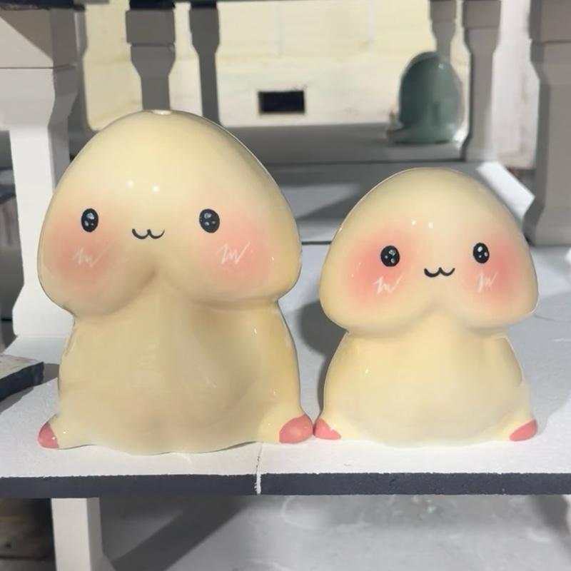 Lợn đất heo đất ống heo tiết kiệm decor gốm sứ - Con Ciu Chibi 2 size - Bát Tràng - Ảnh 3