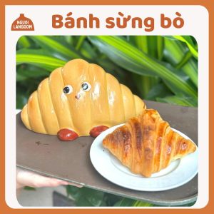 Lợn đất heo đất ống heo tiết kiệm decor gốm sứ - Bánh sừng bò - Bát Tràng