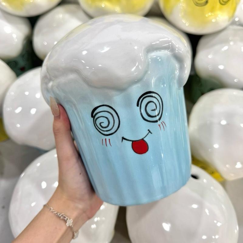 Lợn đất heo đất ống heo tiết kiệm decor gốm sứ - Cốc sinh tố lúa mạch - Bát Tràng - Ảnh 6