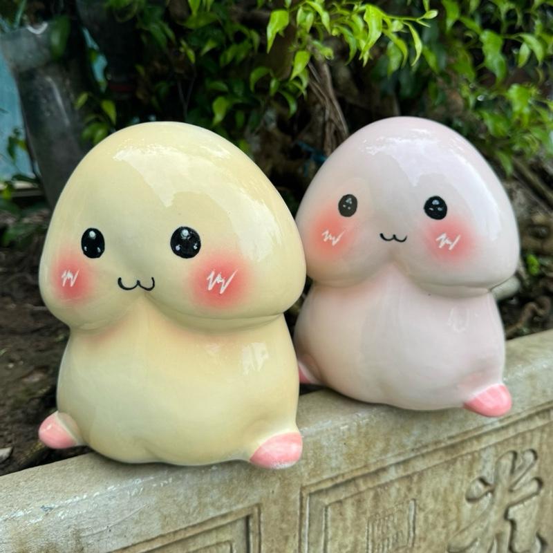 Lợn đất heo đất ống heo tiết kiệm decor gốm sứ - Con Ciu Chibi 2 size - Bát Tràng - Ảnh 5