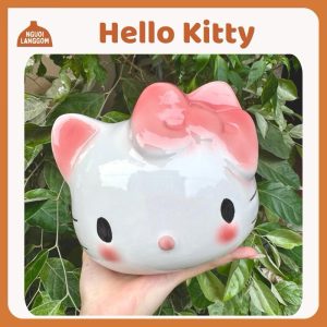 Lợn đất heo đất ống tiết kiệm decor gốm sứ - Hello Kitty - Bát Tràng