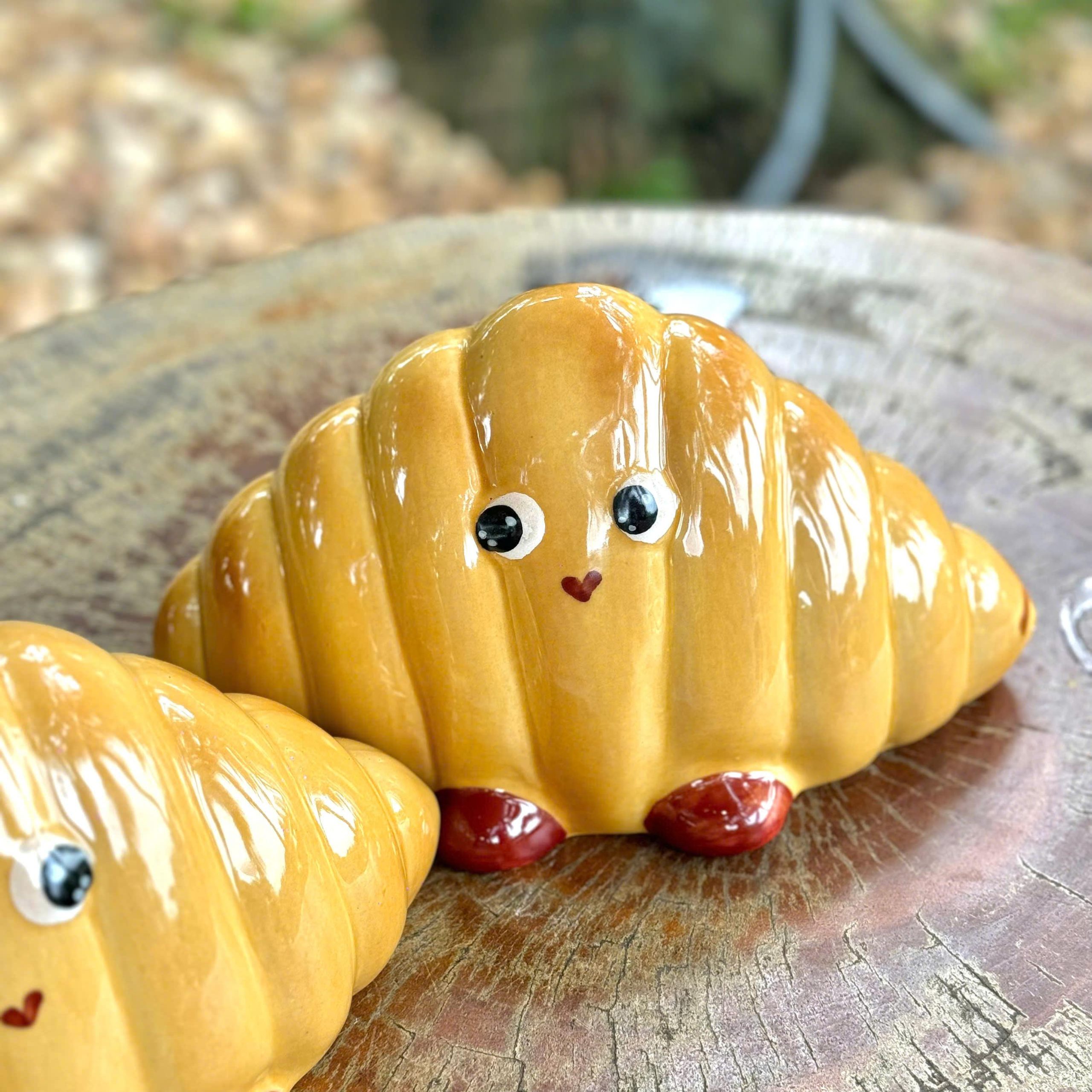 Lợn đất heo đất ống heo tiết kiệm decor gốm sứ - Bánh sừng bò - Bát Tràng - Ảnh 3