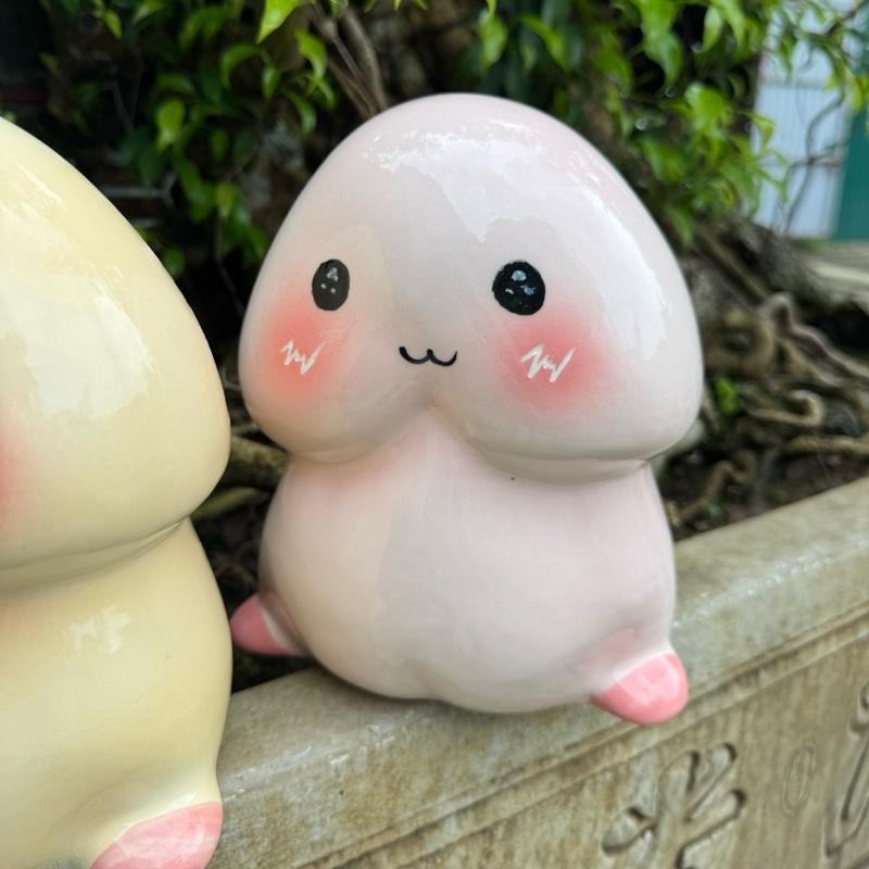 Lợn đất heo đất ống heo tiết kiệm decor gốm sứ - Con Ciu Chibi 2 size - Bát Tràng - Ảnh 4