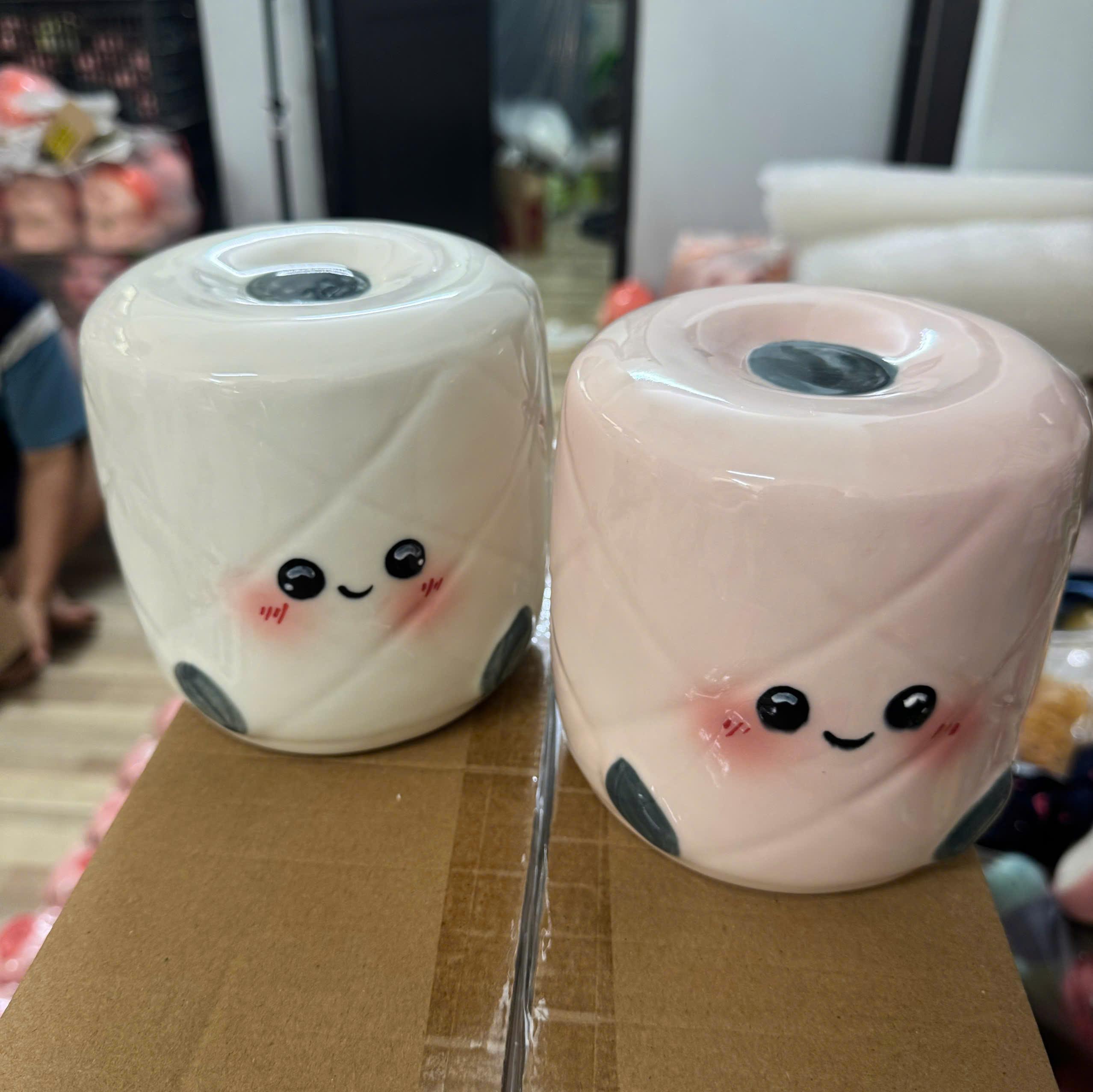 Lợn đất heo đất ống heo tiết kiệm decor - Cuộn giấy vệ sinh - Bát Tràng - Ảnh 7