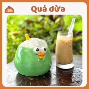 Lợn đất heo đất ống heo tiết kiệm decor gốm sứ - Quả dừa - Bát Tràng